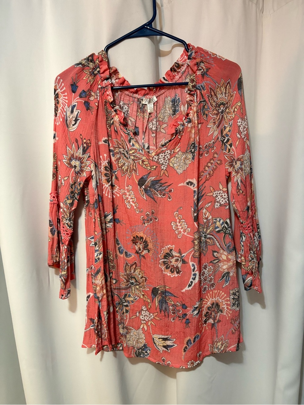Spell Coral Floral Tunic Blouse